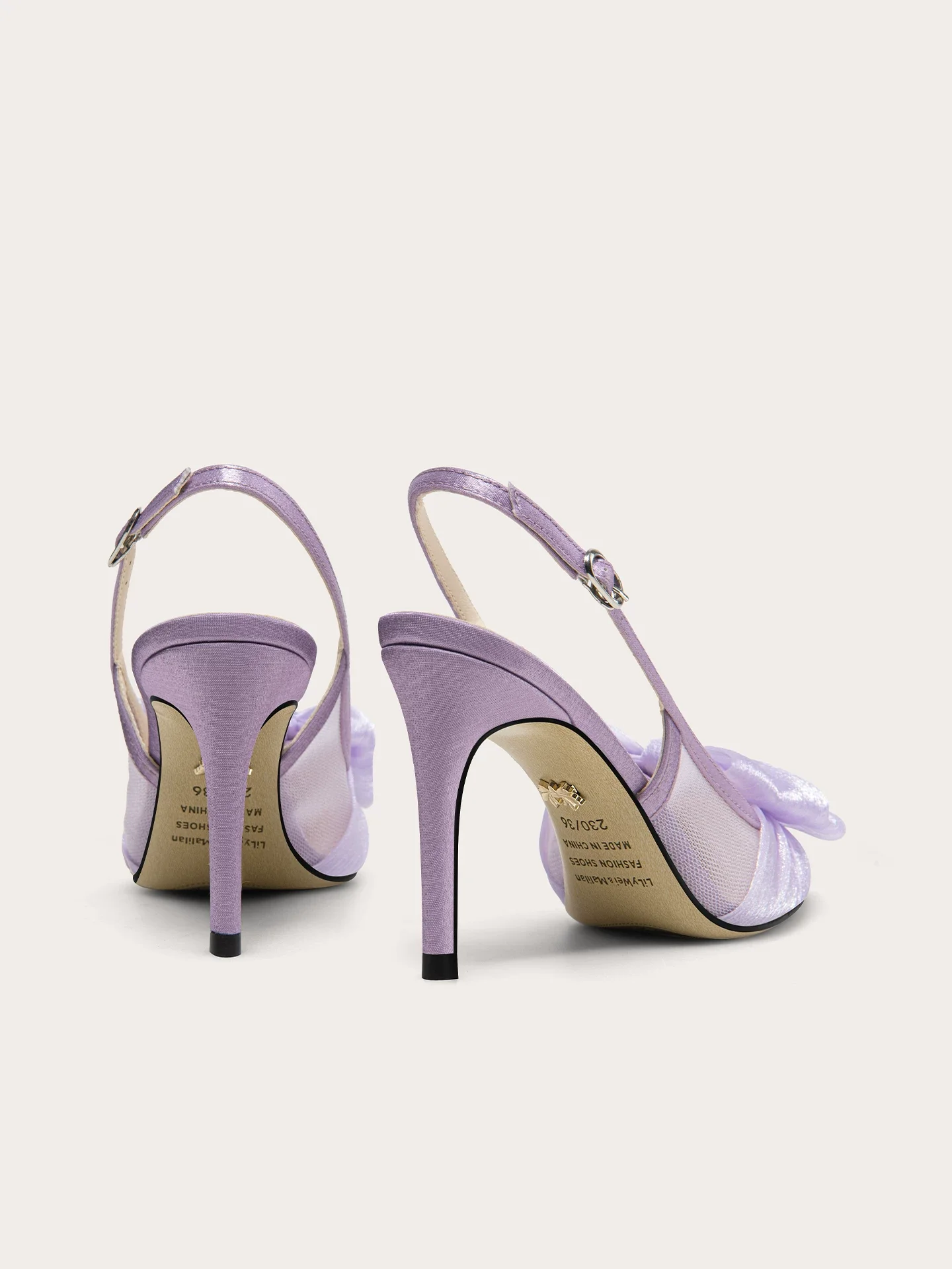 Spring and summer new pointed mesh fabric ribbon bow sandals banquet large size small size widened high heels women's shoes