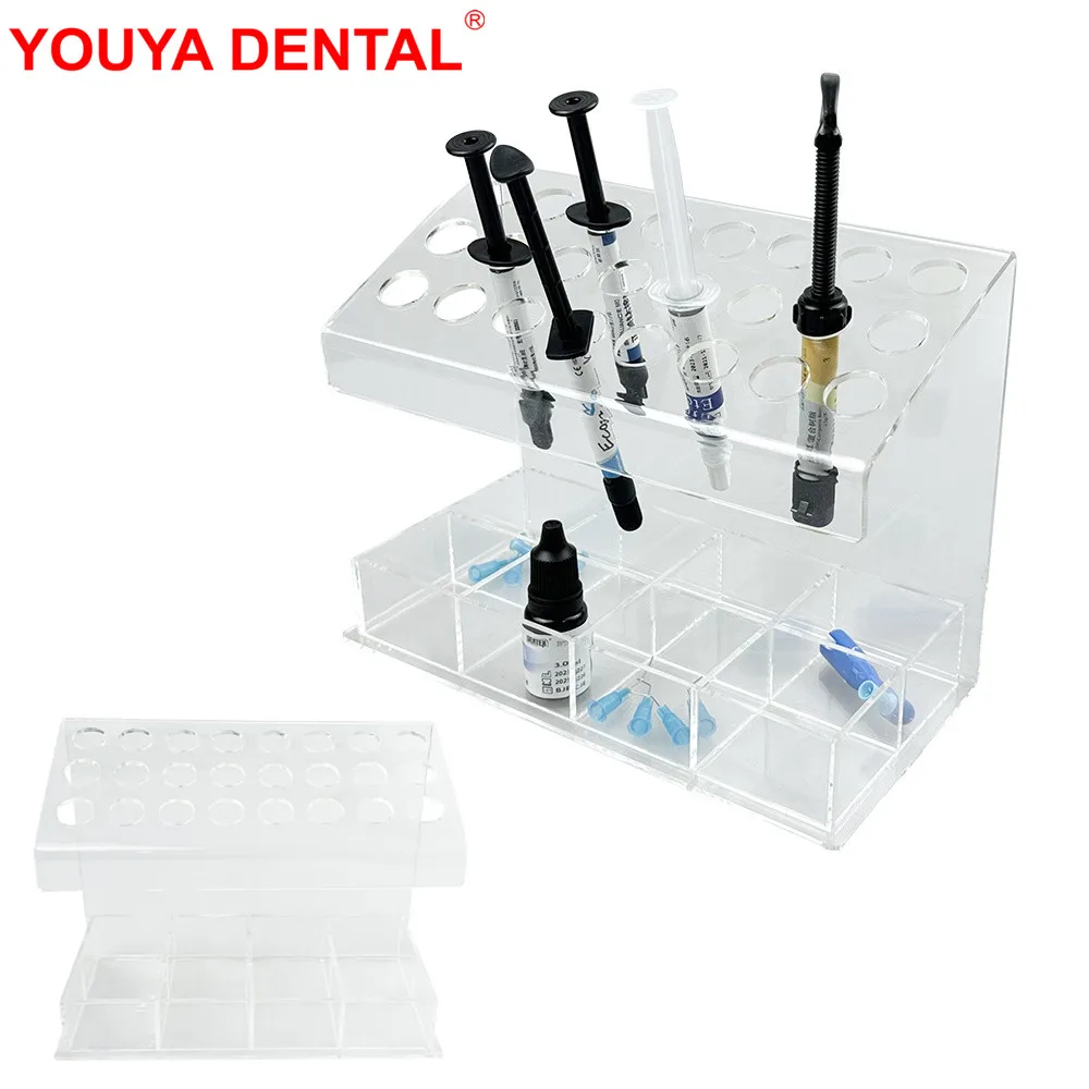 Dental Acrylic Organizer Holder Transparent Resin Composite Syringe Adhesive Applicator Storage Box Dispenser Stand Dentist Tool