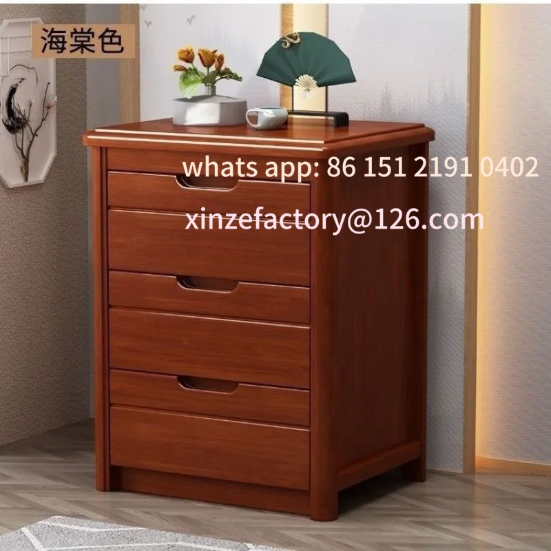 Customizable Solid Wood Bedside Table, Walnut Chinese Modern Simple Home Storage