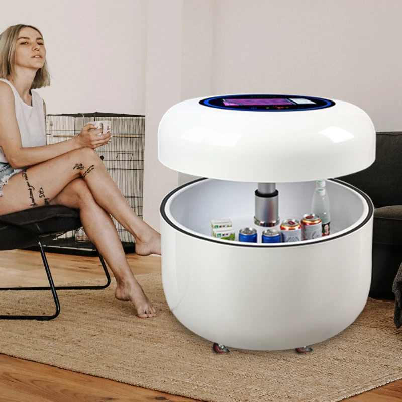 Household Kitchen Office Hotel Using Decorative Smart Coffee Table Cooling Refrigerator Indoor Round Table With Bt Speaker