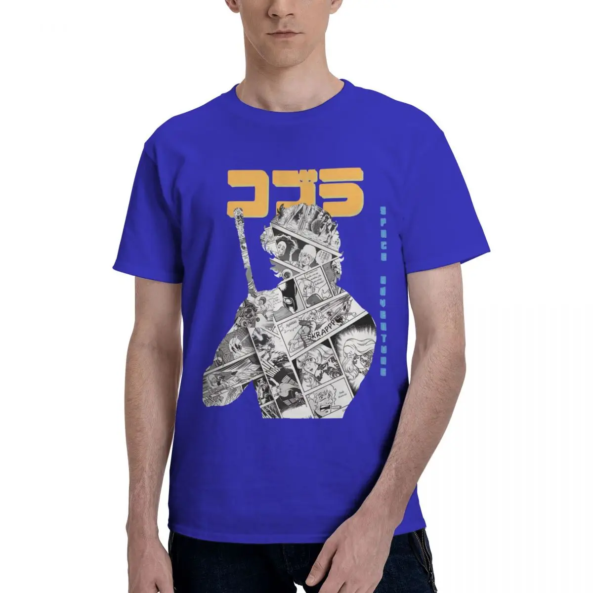 Manga Space Adventure Cobra Print Men T-shirt Hip Hop Cotton Short