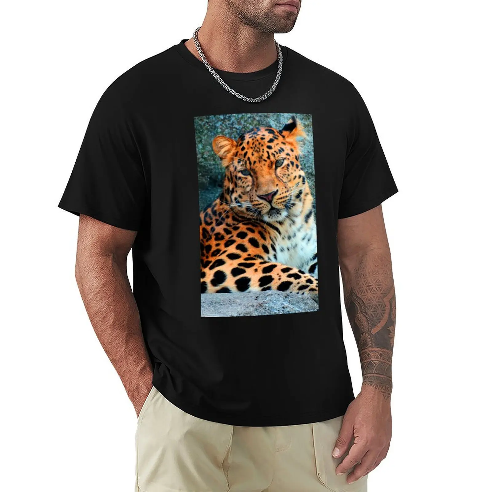 Amur Leopard ~ A Solemn Portrait T-shirt quick drying anime Men's t shirts