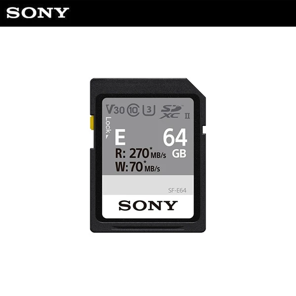 Sony Official Dealor Memory SF-E64/T2 (SDXC UHS-II 64GB Read 270 Mb/s Write 70 MB/s 4K SD Memory Card)