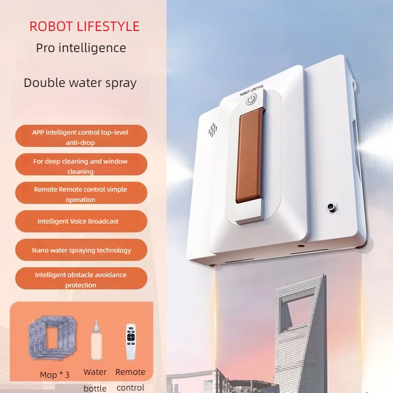 Window Washer Robot  With Sprayer Clean Glass Windows Cleaning Tool APP and Voice Broadcast High Vacuum Suction Smart Home