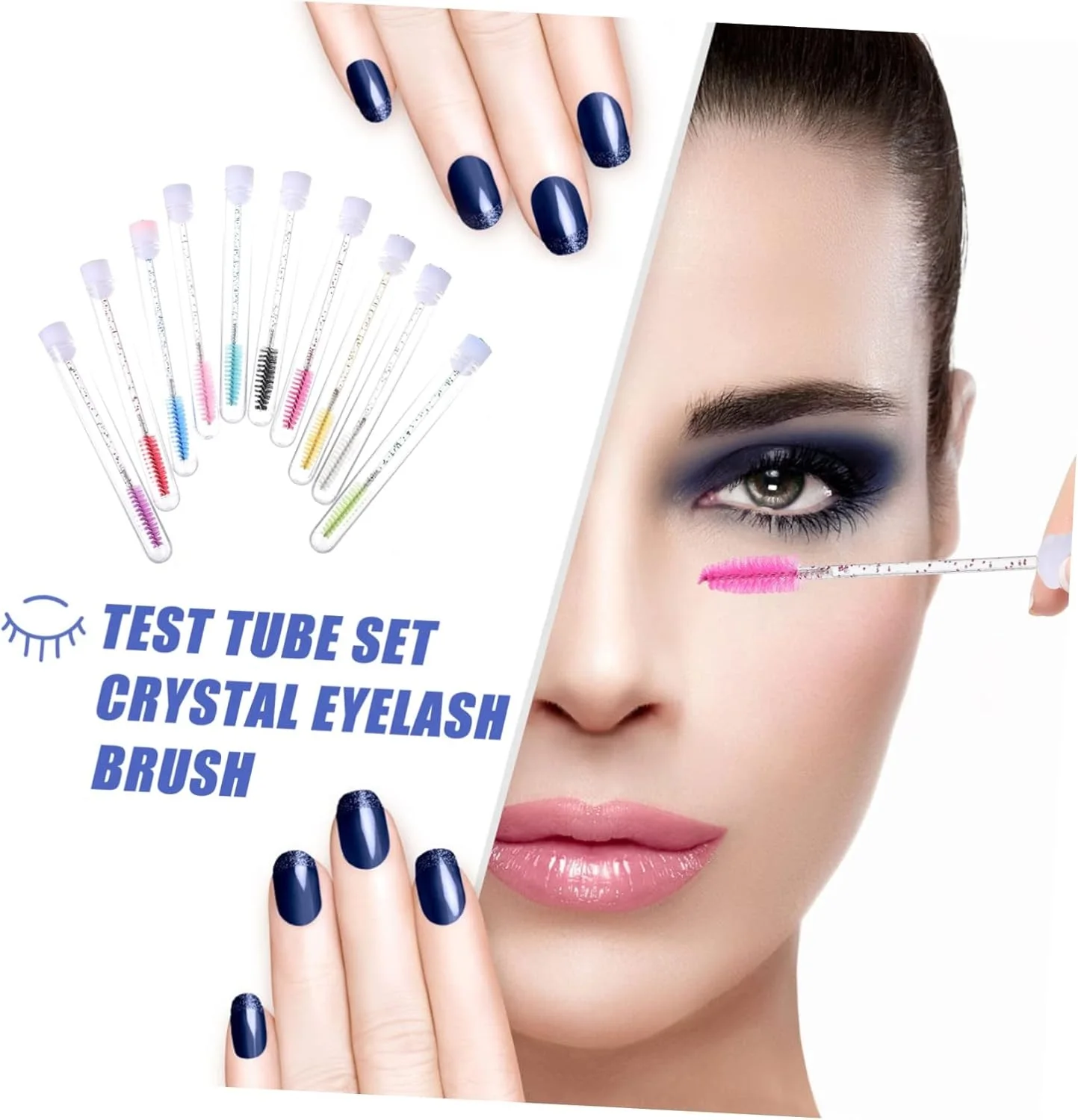 20 個ダイヤモンド眉毛ブラシチューブ使い捨てまつげブラシ再利用可能なクリスタルまつげブラシ交換可能な防塵メイクアップセット