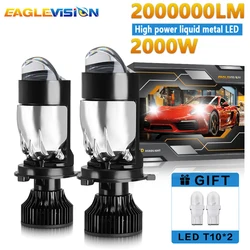 EAGLEVISION High Low Beam 6000K Bi LED 2000W H4 with Lens Projector Headlight Ultra 12V 24V 6500K Headlights of The Car Fog Lamp