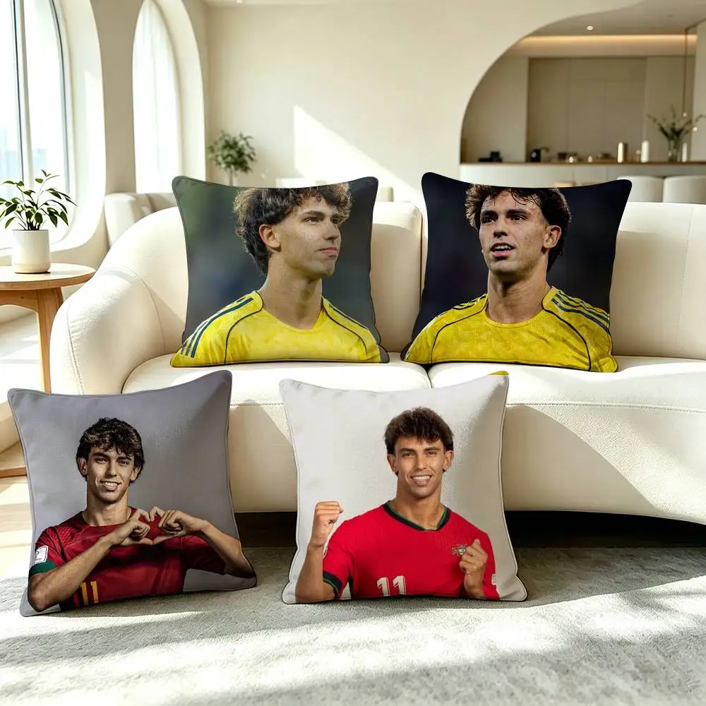 J-Joao F-Felix Football Player Pillow Case Square Double-Sided Sofa Cushion Cover Bedroom Bedside Pillow