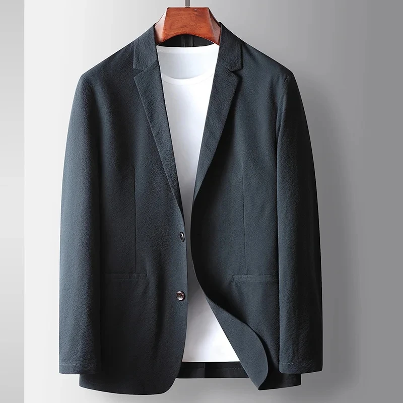 

Spring Summer New Fashion Men's Elastic Solid Color Casual Business Trendy Single-breasted Suit Blazers Male Coat Clothes Tops