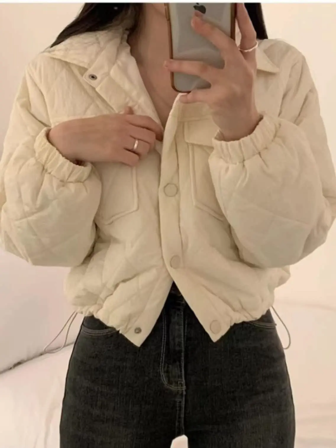 

Женская стеганая хлопковая куртка с завязками на талии, укороченная модель, осень-зима, с воротником, теплая, для повседневной носки, модная