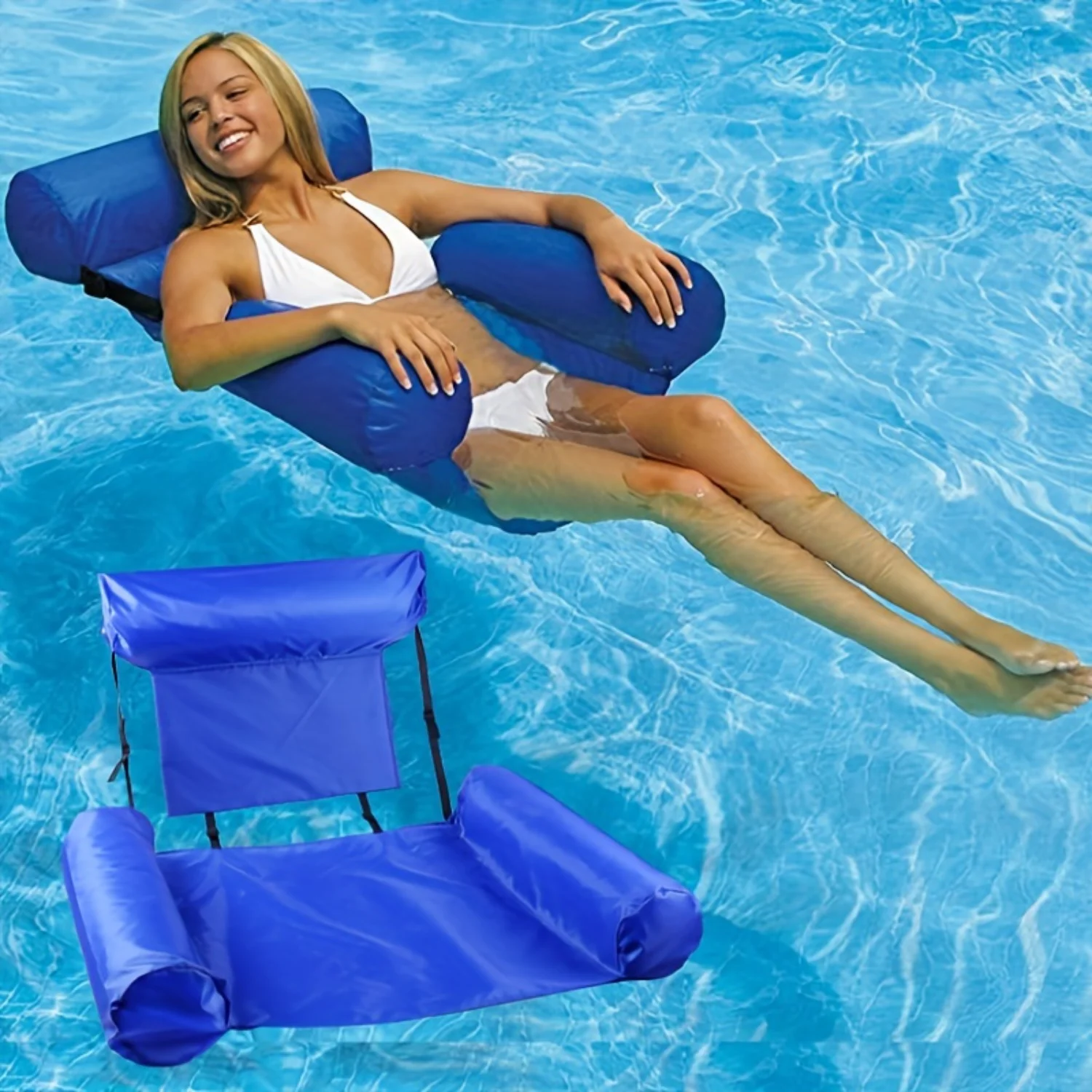 Luxury Inflatable Pool Float Bed - Ultimate Relaxation Lounger Chair for Swimming & Floating - Durable Water Hammock - Perfect Q