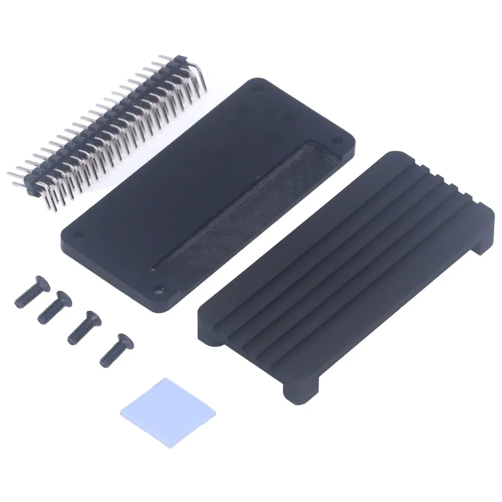 Acrylic Bottom Shell Aluminum Alloy Cooling Case Bent Pin Header Black Color Passive Cooling Enclosure Heatsink Case