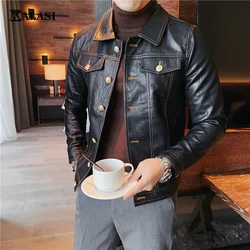 Chaqueta de cuero informal para hombre, abrigos ajustados de alta calidad a la moda, ropa de S-3XL, Primavera