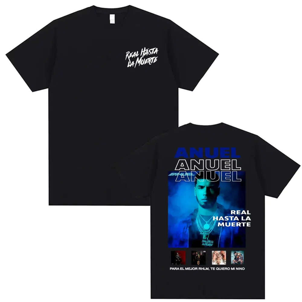 

Anuel AA Real Hasta La Muerte Cover футболка для мужчин и женщин модные винтажные футболки высокого качества мужские летние топы футболка из 100% хлопка