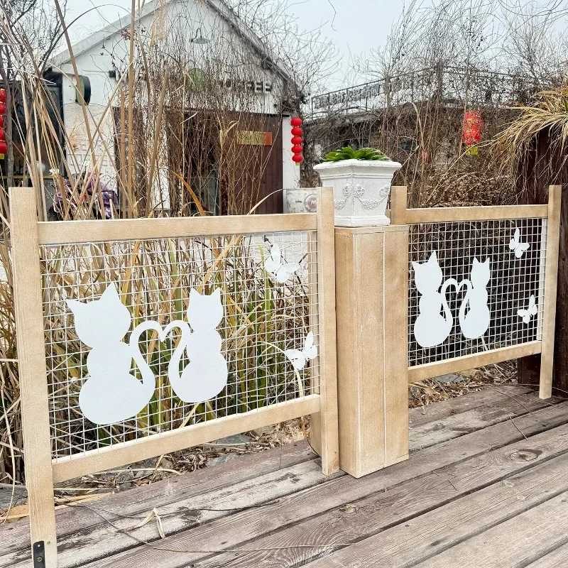 Outdoor customizable preservative wood fence flower bed partition cute animal decoration climbing frame fence