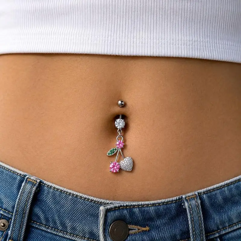 1Pcs Dangle Belly Button Rings Surgical Steel Curved Navel Barbell Ring Body Jewelry Piercing Ombligo For Women Girl