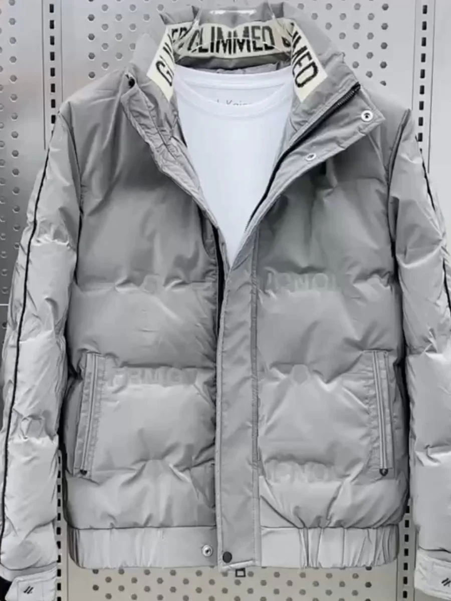 

Casual ort Thiened Men's down Jaet Stand Collar Winter White Du Feather Slim Fit Outerwear Simple Sli Top