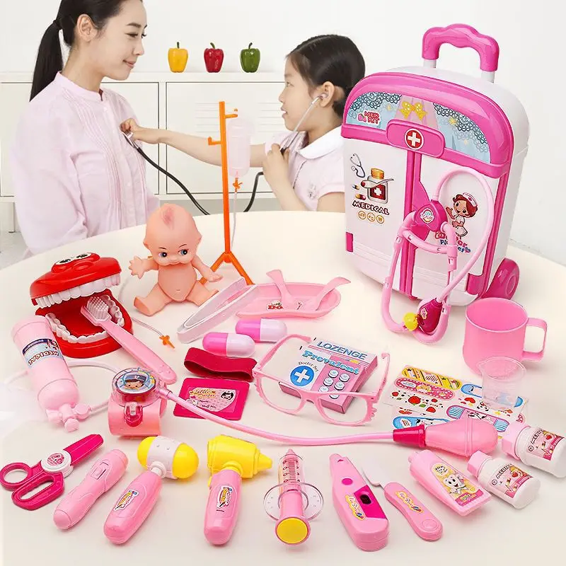 

2023 Girls Role Play Doctor Game Nurse Tools Medicine Simulation Dentist Treating Teeth Pretend Play Toy for Toddler Baby Kids