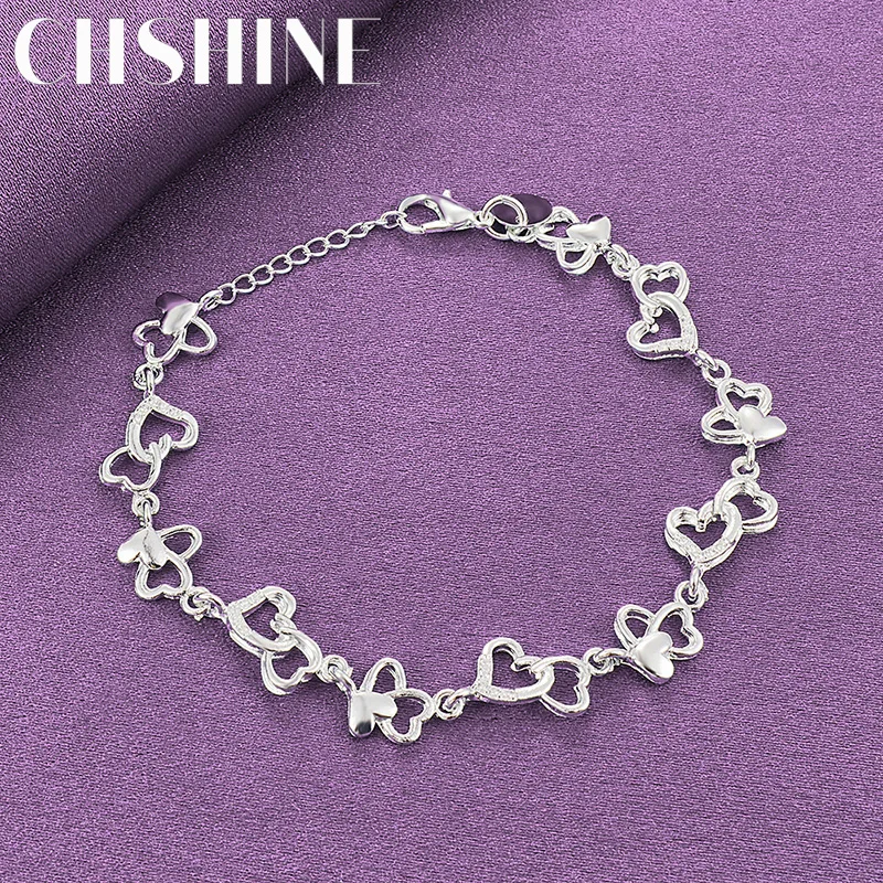 

CHSHINE 925 Sterling Silver Charm Love Heart Bracelet For Women Wedding Party Fashion Jewelry