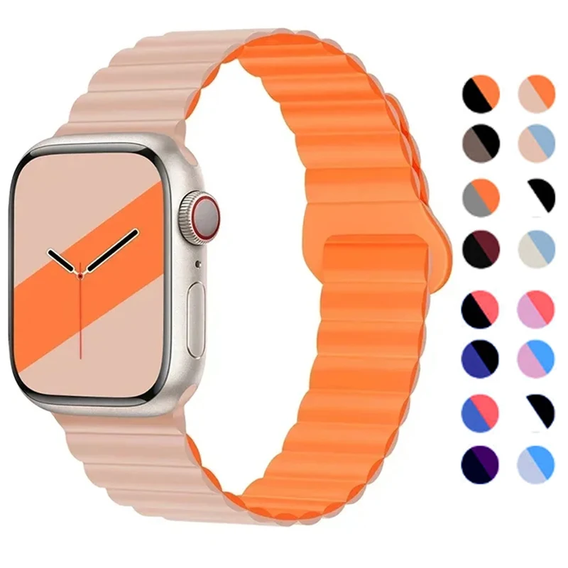 Magnetic Strap For Apple Watch Bands 45mm 38mm 49mm 40mm 42mm 41mm Silicone Sport Bracelet iWatch Series ultra 9 6 5 7 8 se 44mm