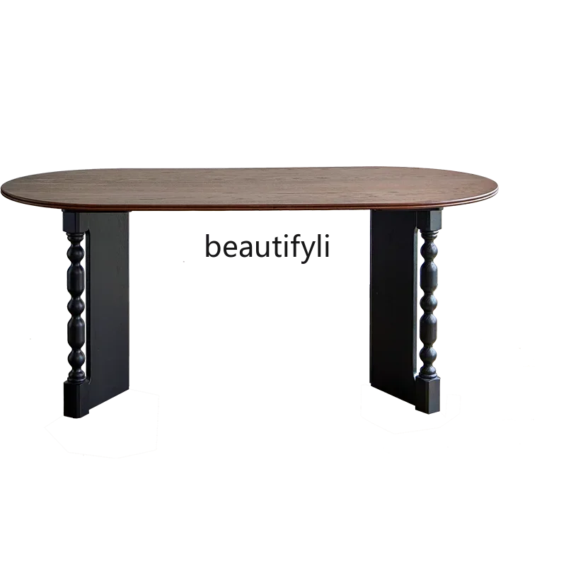 

Great discounts Full solid wood oval square dining table French retro home dining table dining room large board table desk