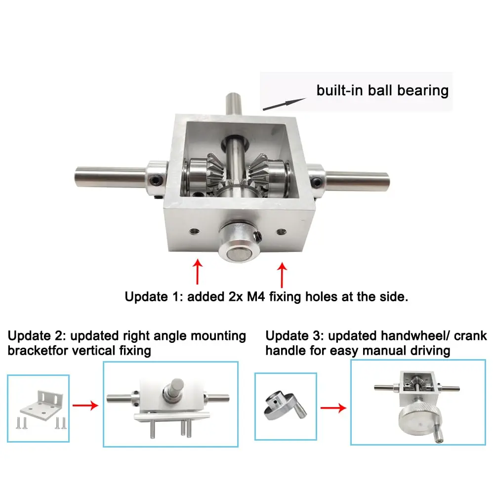 1:1 90 Degree Bevel Gear Converter Dual Output Shaft 6MM 8MM Transmission Part