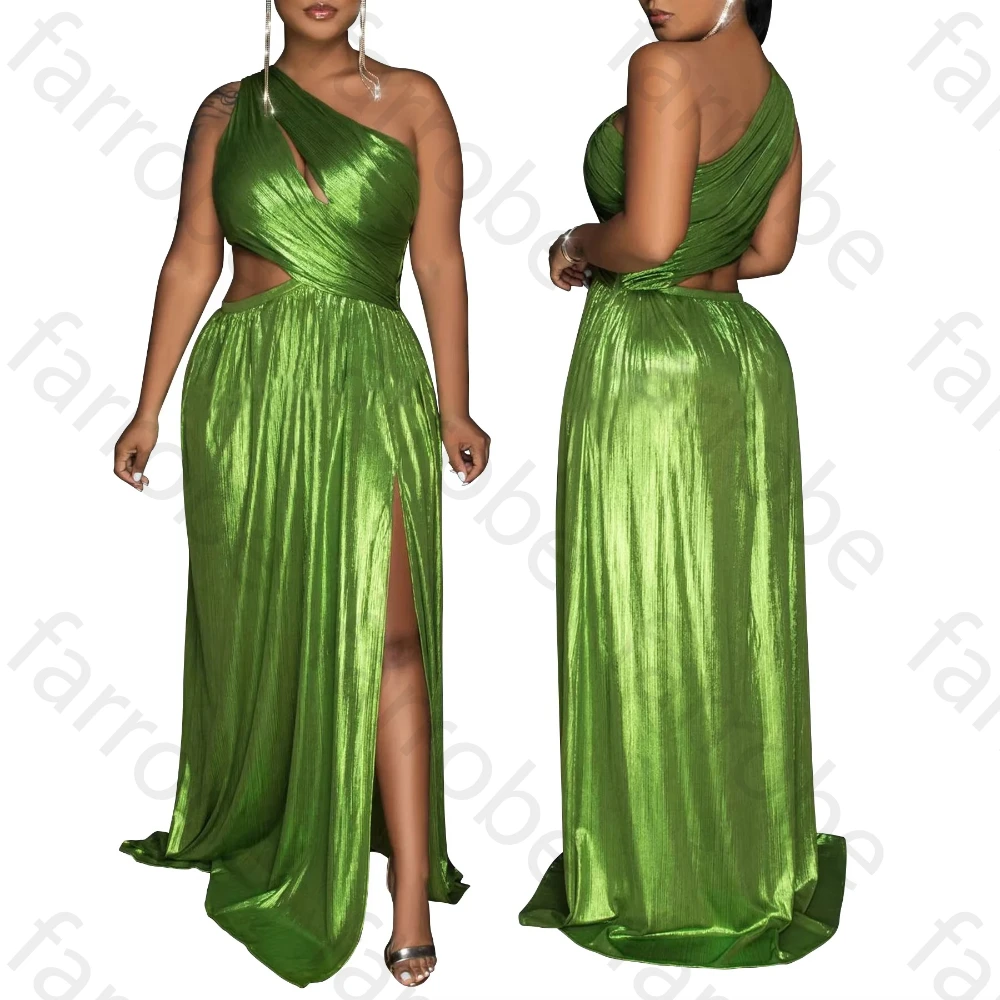 Abiti da sera eleganti con spacco laterale senza maniche monospalla Abito sexy con pieghe Squisiti abiti da ballo di alta qualità personalizzati
