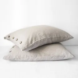 Pure Linen Pillowcase with Button, Pillow Cover,Soft Breathable Good for Hair&Skin, Customizable, 1 Piece