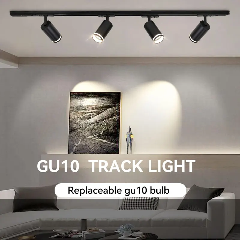 Led Track Light 110v 220v GU10 Track Lamp Replaceable Bulb Led Spotlight for Clothing Shop Store Home Decor Lighting Fixture