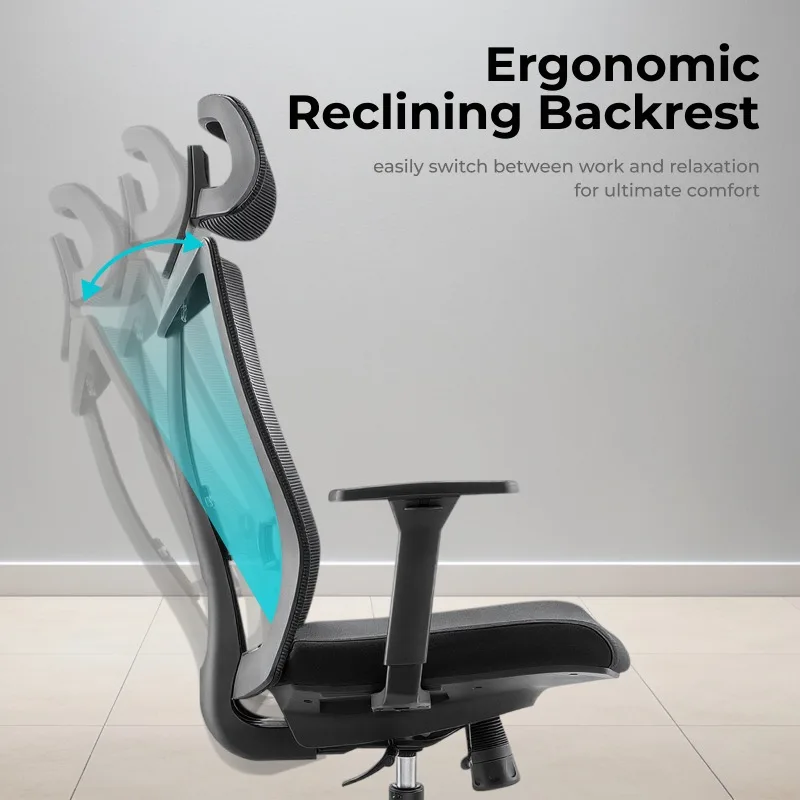 Modern Black Full Mesh Ergonomic Office Chair High Back Reclining Computer Desk Seat Height Adjustable Staff Task Chair for Home