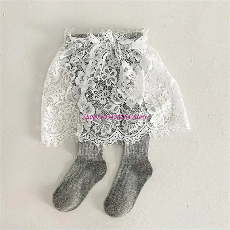  Baby Girls Cotton Lace Trim Leggings Nonslip Design Tights Play Essential