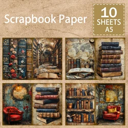 10 Sheets A5 Size Vintage Book Typewriter Girl Background Vintage Grunge Journal Planning Scrapbooking