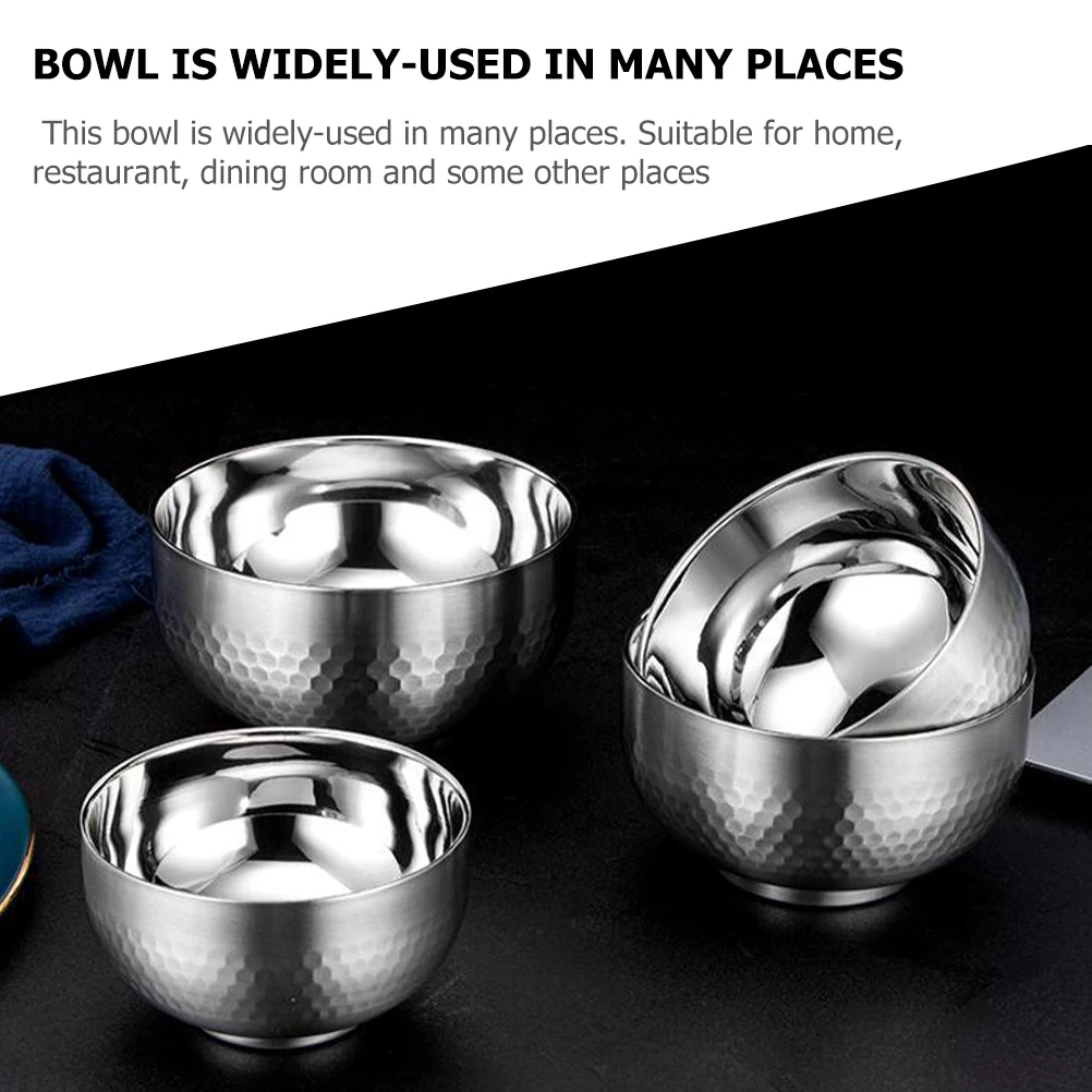 

3Pcs Double Layer Auspicious Stainless Steel Bowls Easy Clean Home Restaurant Dining Rice Salad Soup Fruit