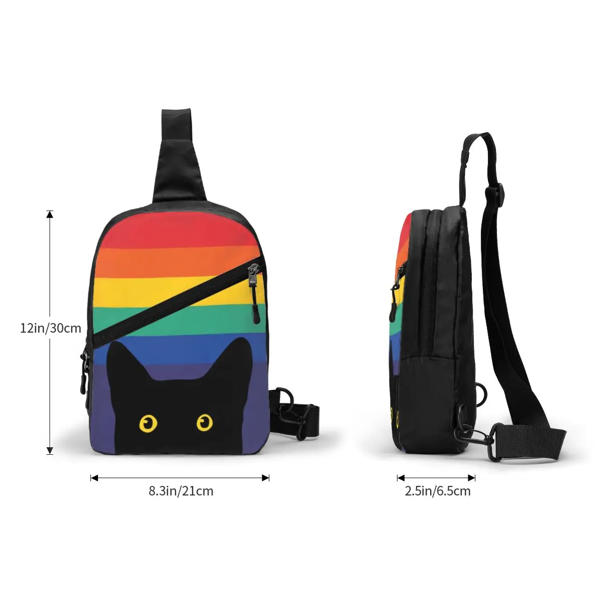 Modny kot w koło tęczy woreczki strunowe dla podróżujących pieszych mężczyzn LGBT Gay Pride Crossbody plecak na klatkę piersiową plecak na ramię