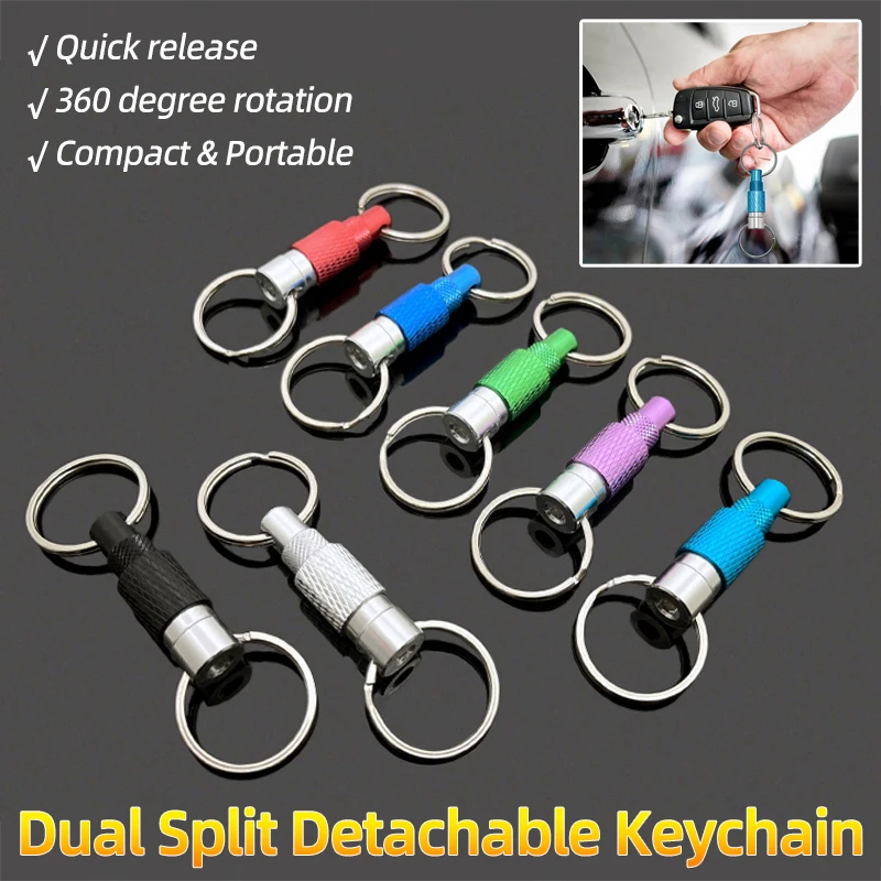 Dual Split Detachable Keychains Key ring Quick Release Portable Metal Key Holder For Handy outdoor Tool Accessories Mini Buckle