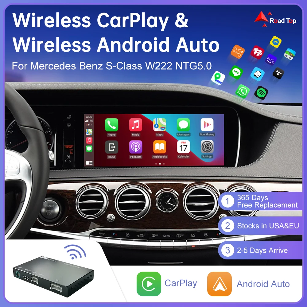 CarPlay sem fio para Mercedes Benz, Classe S, W222, 2014-2018, NTG5.0, andróide, Auto Link Mirror, AirPlay, Câmera USB, Jogo de carro