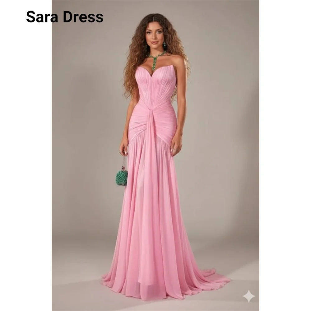 

Sara Custom Pink Fishtail Sweetheart Floor-length Evening Dresses D/party Elegant Party Dresses for Women Luxury Gala Dress Prom
