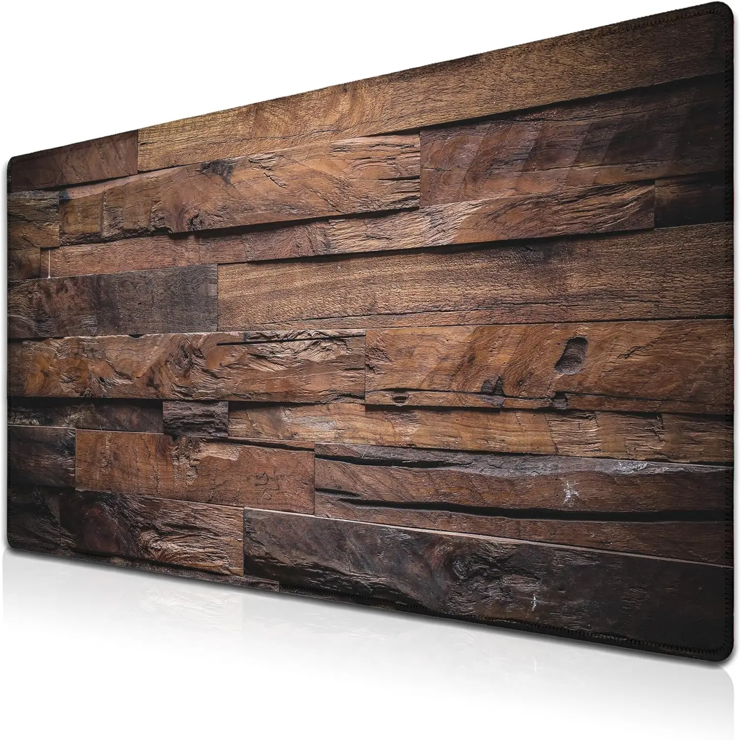 Vintage-Schreibtischunterlage aus dunklem Holz – XXL-wasserdichtes Gaming-Mauspad mit rutschfester Basis für Arbeit und Büro