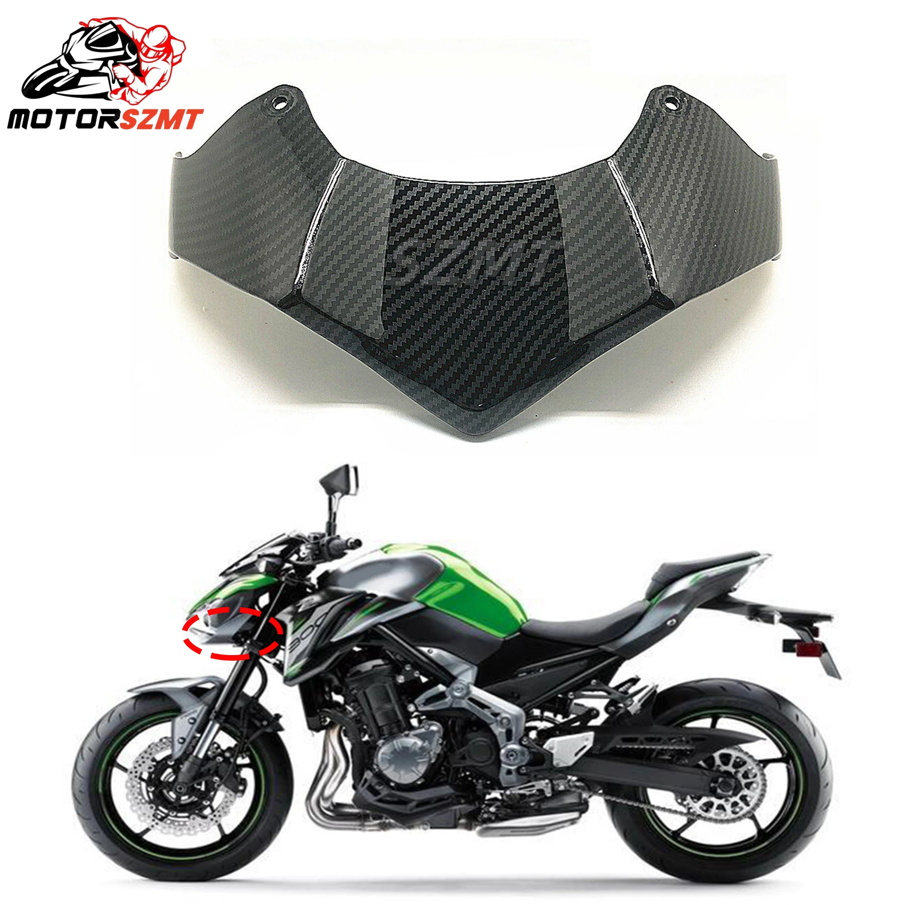 

Motorcycle Upper Lower Headlight Cover Front Beak Nose Cone Extension Fairing Winglets For Kawasaki Z900 Z 900 2017 2018 2019