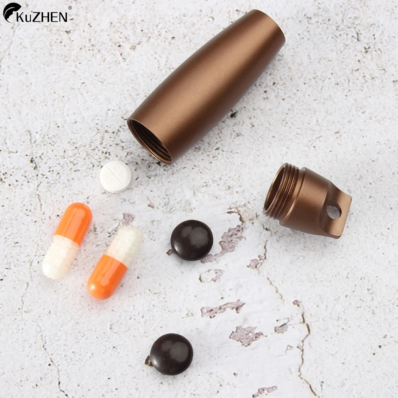 

1Pcs Aluminum Waterproof Pill Shaped Box Bottle Holder Container Keychain Medicine Box Pill Box Key holder