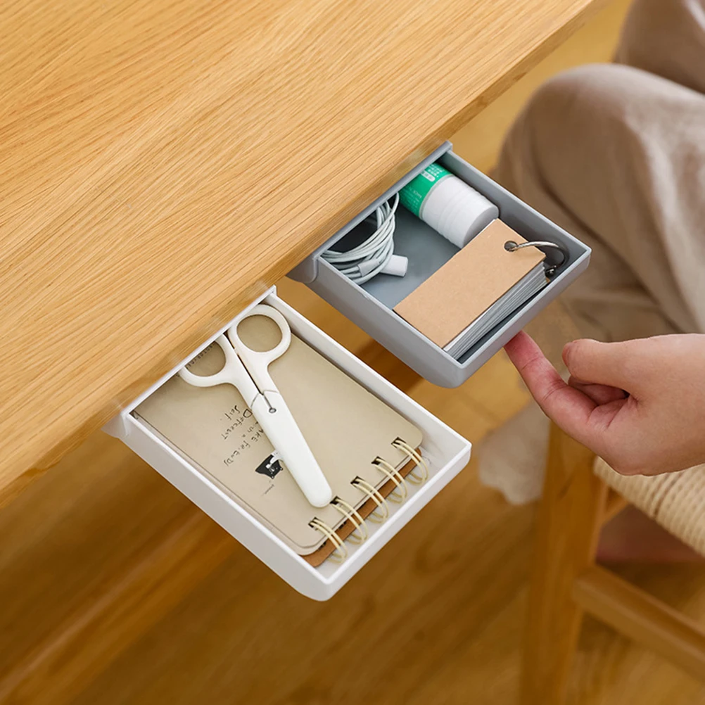

Paste Pen Bucket under The Desk Case Drawer Design Holder Grey Invisible Organizer for Students