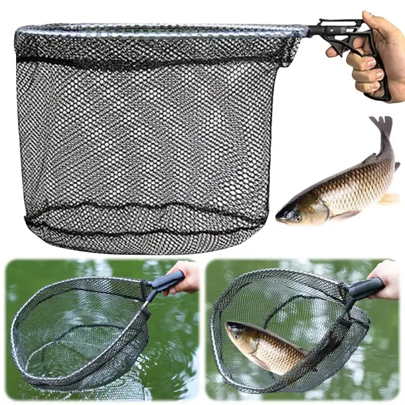 Detachable Fishing Net Outdoor Fish Landing Net Alloy Foldable Quick Dry for Saltwater Pond Short Handle Plunge Fish Mesh Tool