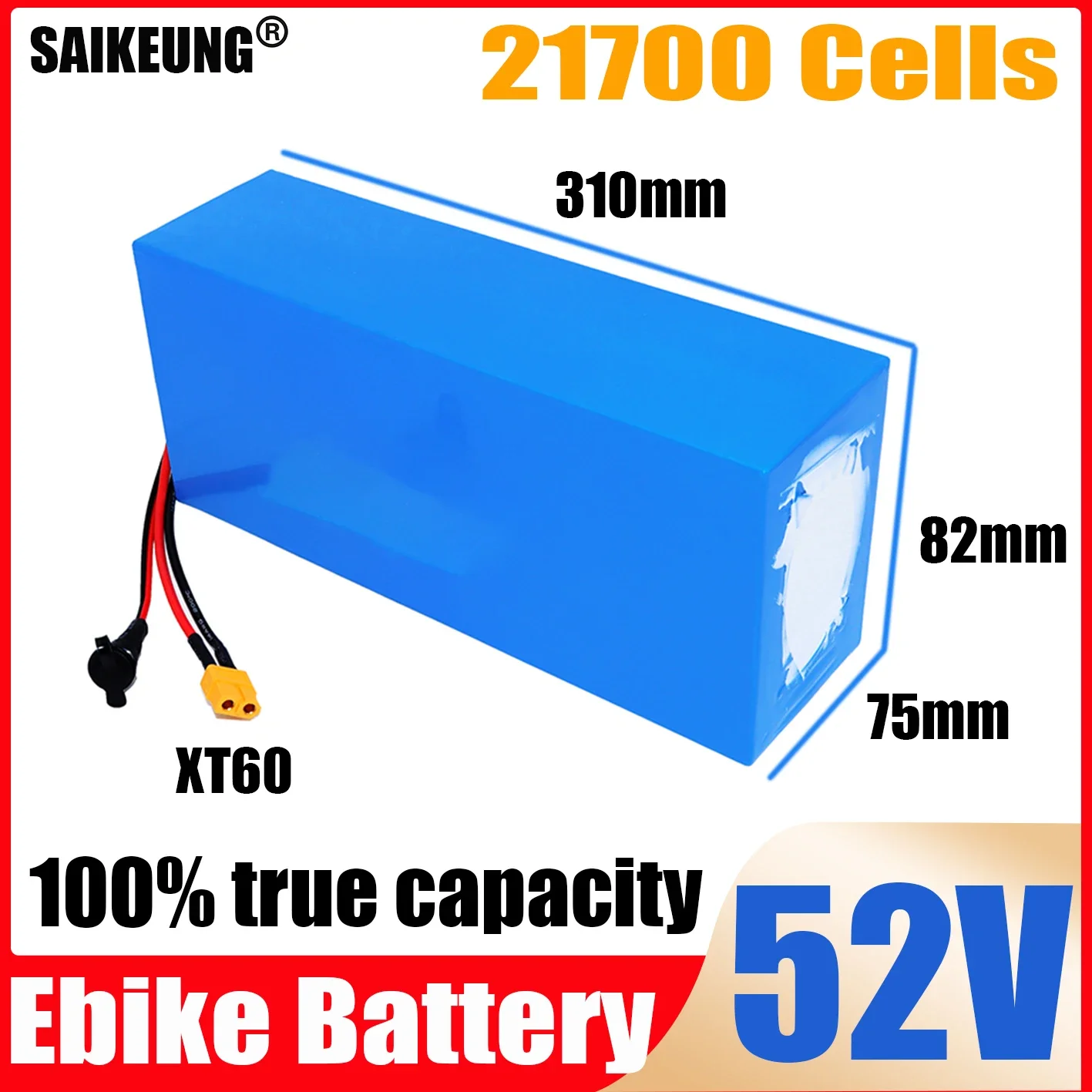 Ebike 52v 30ah 20ah Battery 50ah Akumulator Bafang 3000w Electric Bike Scooter Motorcycle Wheelchair 21700 Lithium Battery Pack