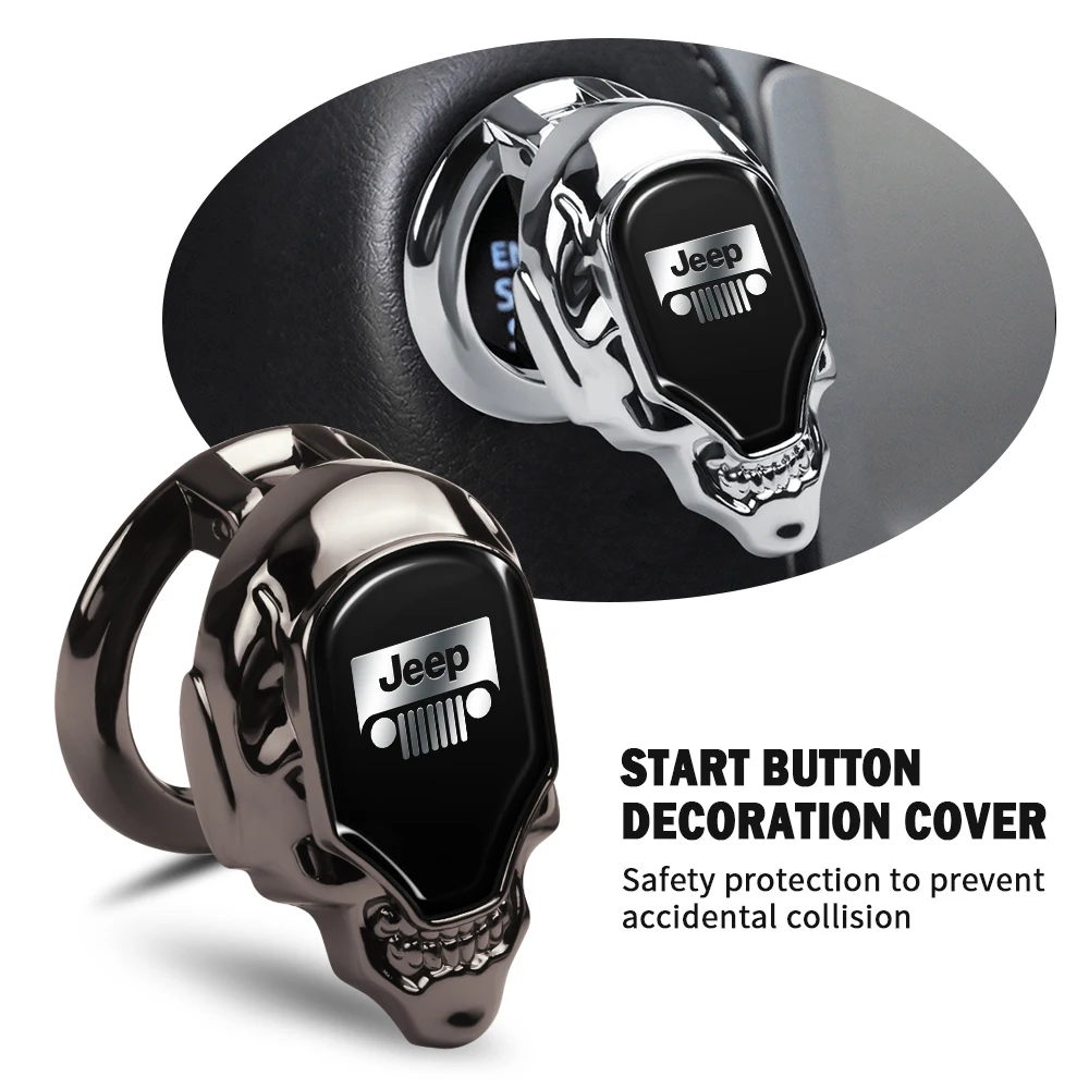

Car Metal Push Start Button Cover Protective Decorative Cover Accessory for Jeep JPB Renegade Wrangler JK Compass Grand Cherokee