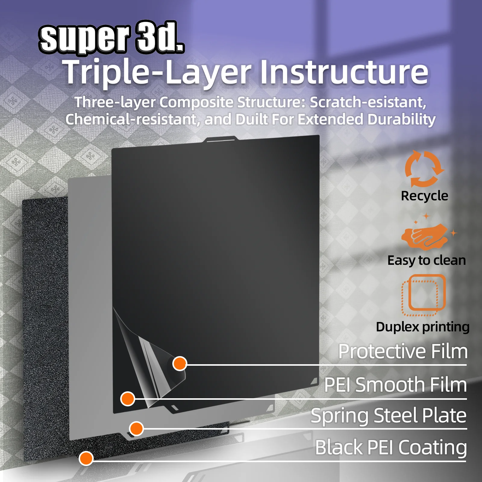 

Углеродная конструкционная пластина Elegoo Centauri, гладкий лист PEO, ПЭТ, нагревательная кровать, пружинный стальной лист, PEI-пластина для 3D-принтера, карбоновая кровать Centauri