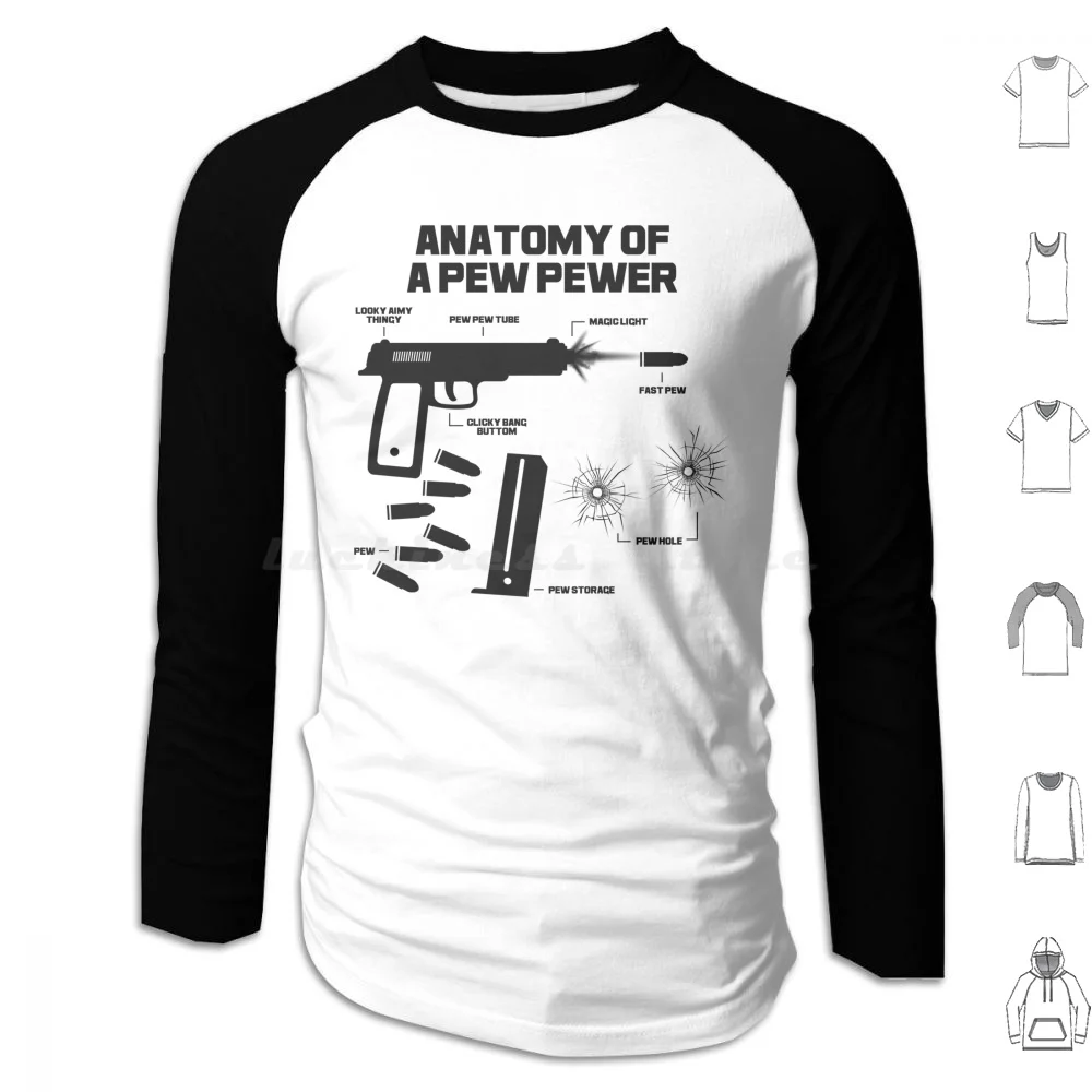 تشريح Pewer I مضحك بندقية مالك هوديي قميص قطني بكم طويل تشريح Pewer مضحك بندقية مالك بندقية الفكاهة مضحك أجزاء المسدس #1