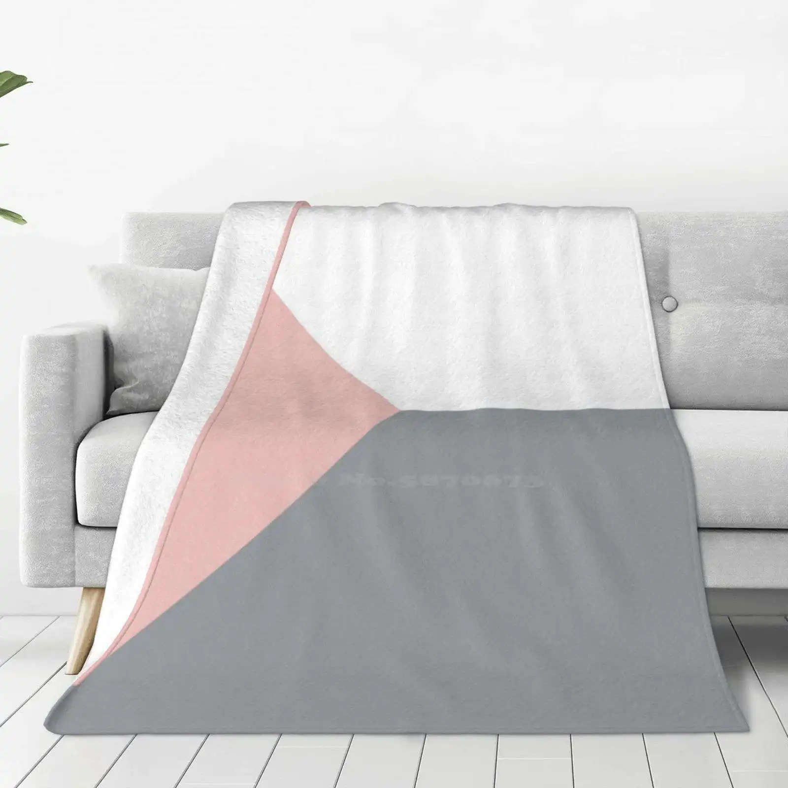 Pink And Grey Scandinavian Geometric Minimalist Latest Super Soft Warm Light Thin Blanket Scandinavian Blush Pink Grey