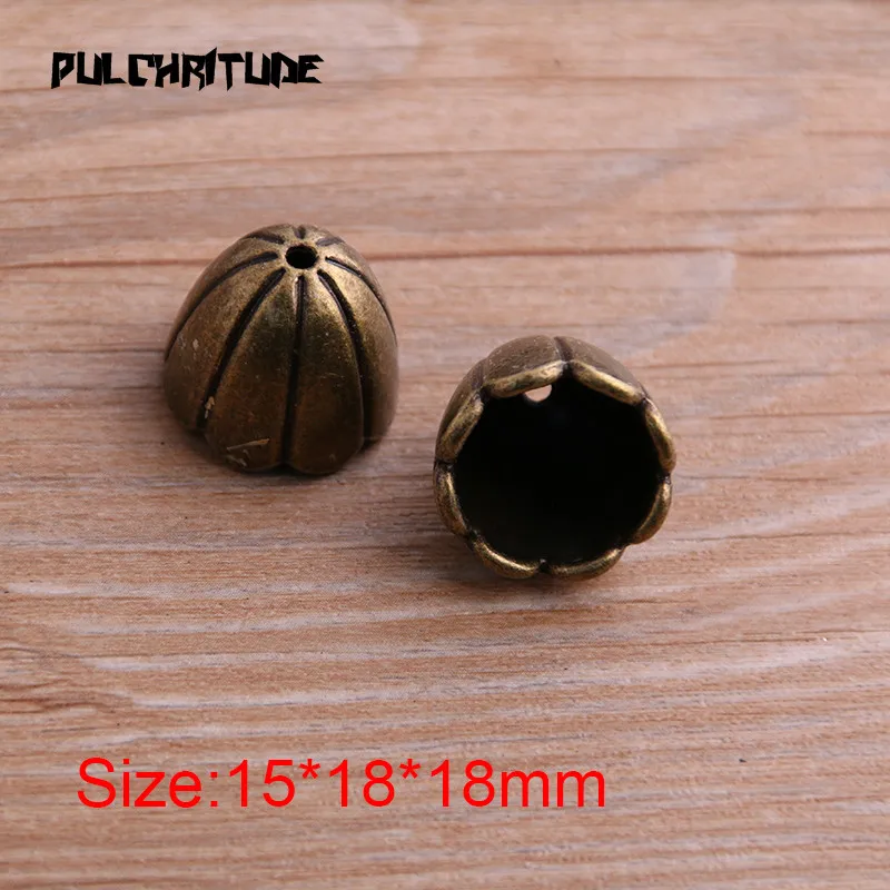 4pcs 15*18*18mm Two Color Bead Caps Charm Hollow Lotus Pendants Jewelry Accessories DIY Receptacle Charms