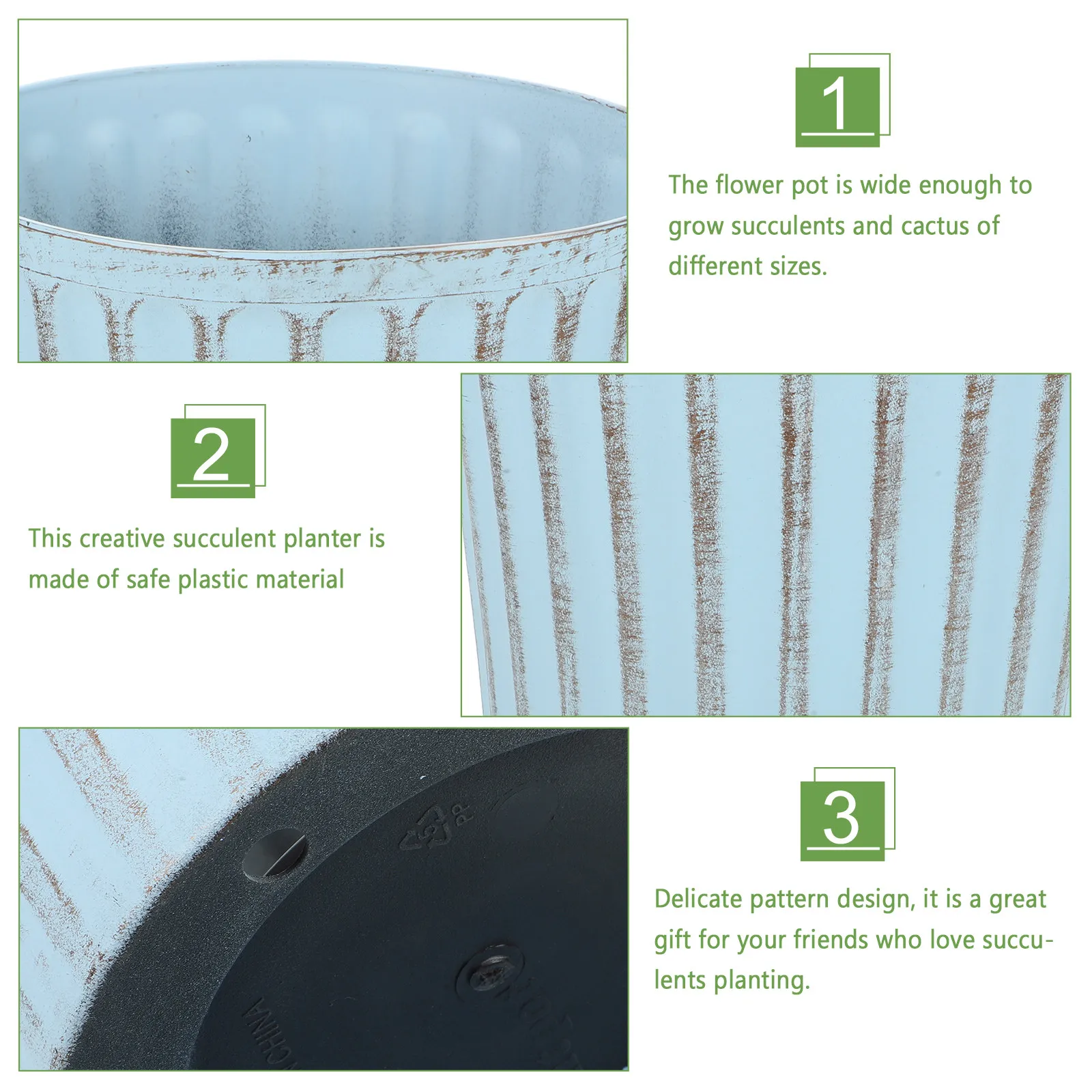 

2Sets Retro European Style Flower Pots Plastic Planters for Succulents Cactus Herbs Indoor Outdoor Decorative Garden Pot with