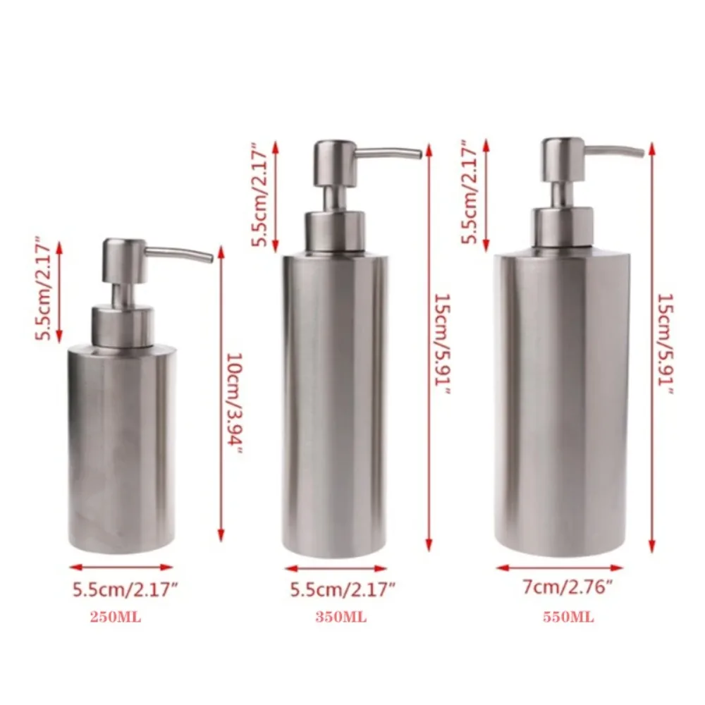 Liquid Soap Dispenser Bottle Gel Bottle Large Capacity 304 Stainless Soap Dispenser ,For Kitchen and Bathroom 250ml350ml550ml