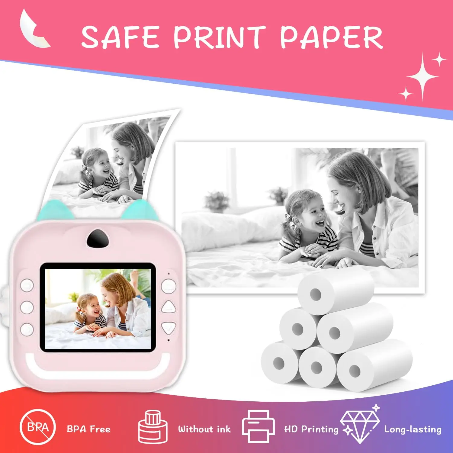 Mini Thermal Paper HD Printing Label Sticker 57x25MM Applicable For Kids Instant Print Cameras For Photo Journal Notes Kids Gift